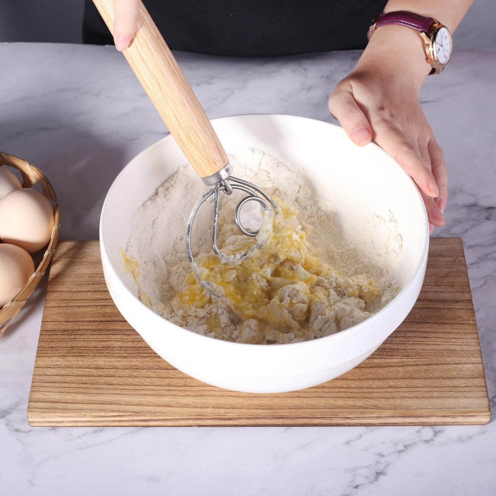 Bread hand mixer whisk for sourdough dough mixing and preparation