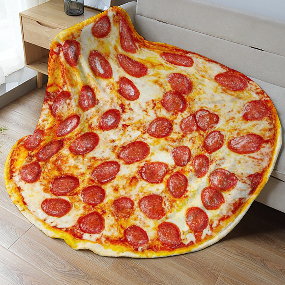 Round Pizza Blanket Flannel – Travel, Couch & Bed Cover