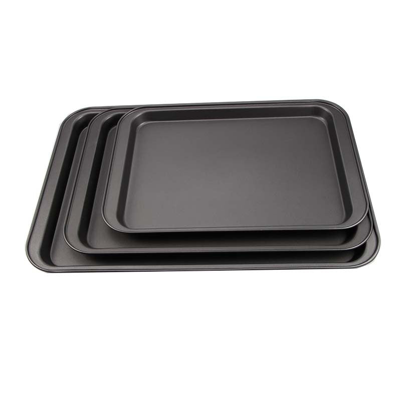 Pizza baking tray set with small medium and large pans