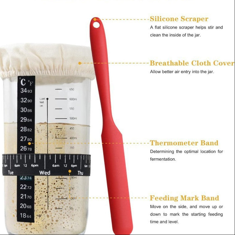 European style glass sourdough proofing jar for home baking