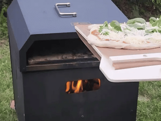 Natural wood pizza baking board with sliding design