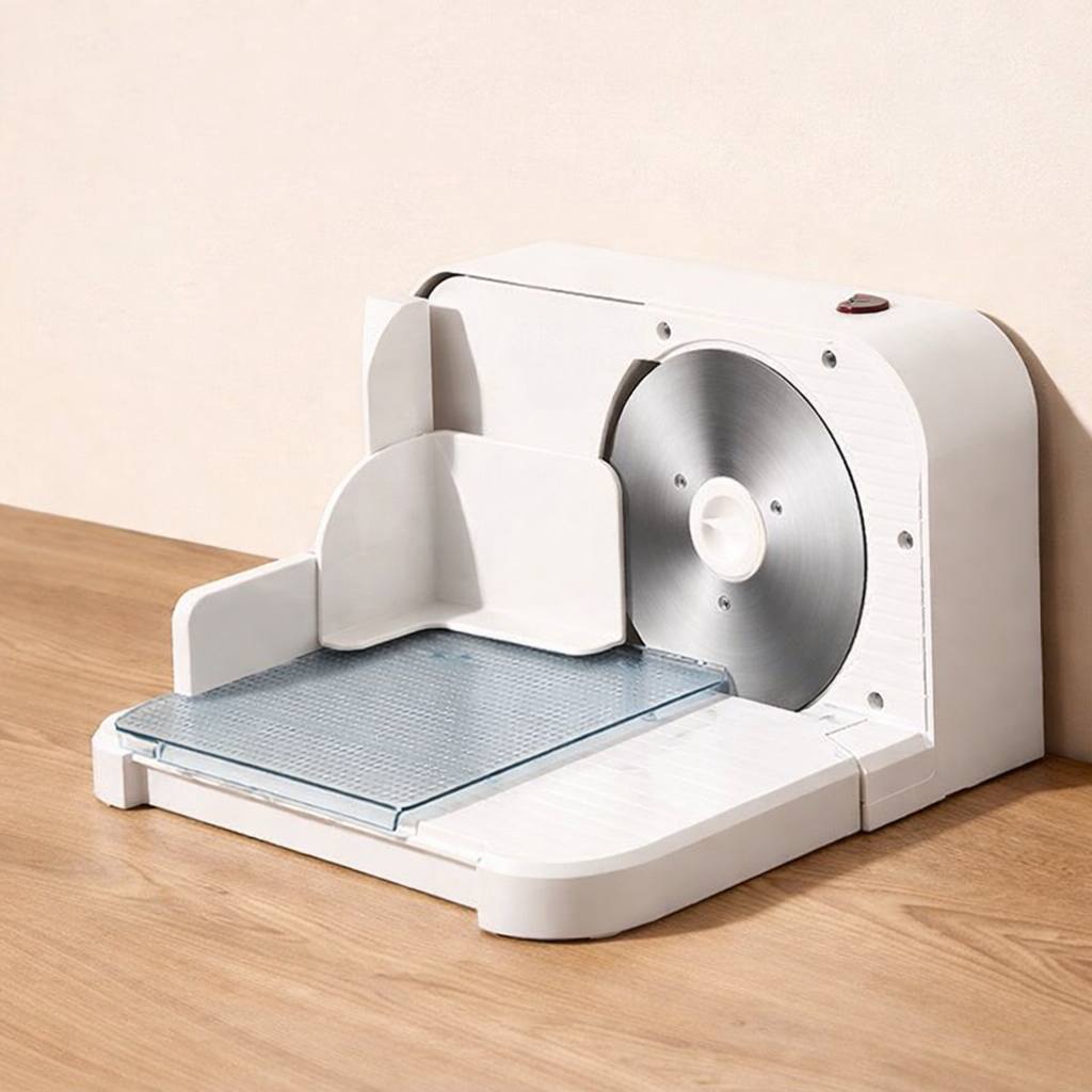 Adjustable bread slicing machine with compact foldable design