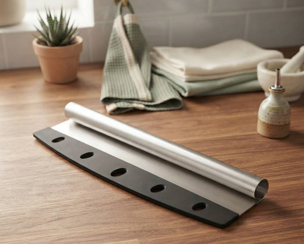 Semi-circular stainless steel pizza cutter for homemade pizza