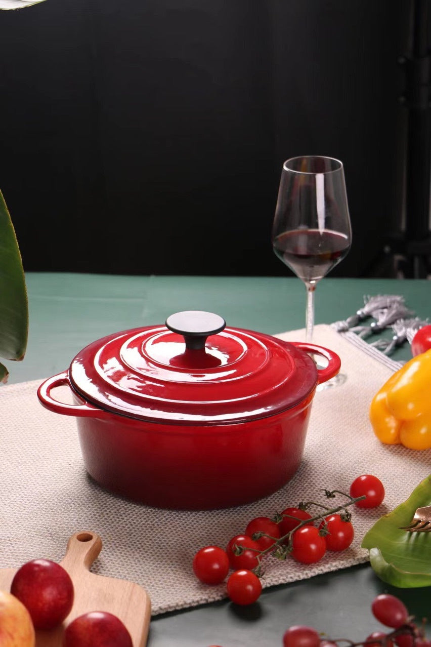 24cm enameled cast iron dutch oven red