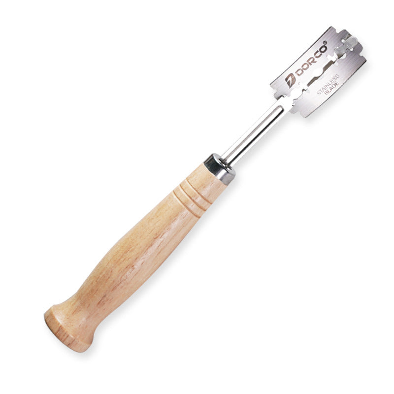Wood handle sourdough bread cutter with curved blade
