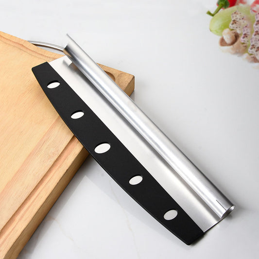 Semi-circular stainless steel pizza cutter for homemade pizza
