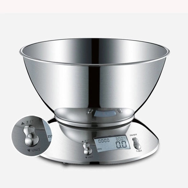 Modern electronic food scale with stainless steel platform
