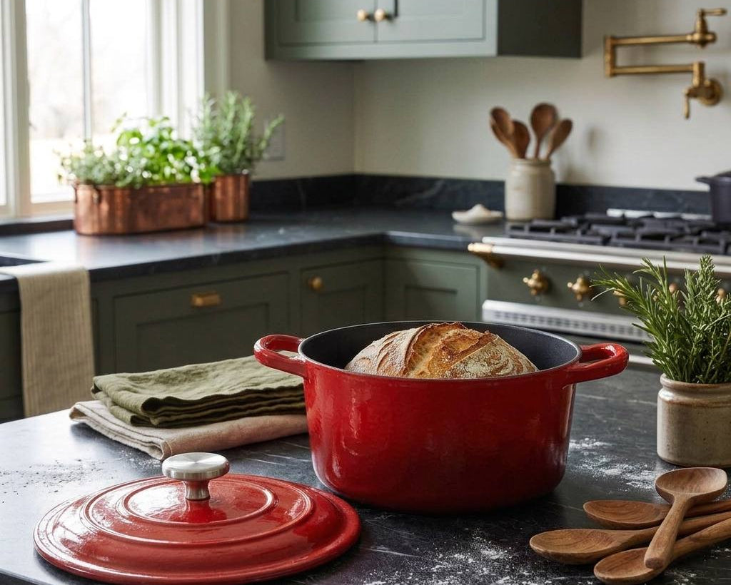 24cm enameled cast iron dutch oven red