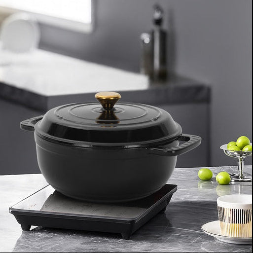 Premium 6 qt cast iron dutch oven for baking bread and cooking
