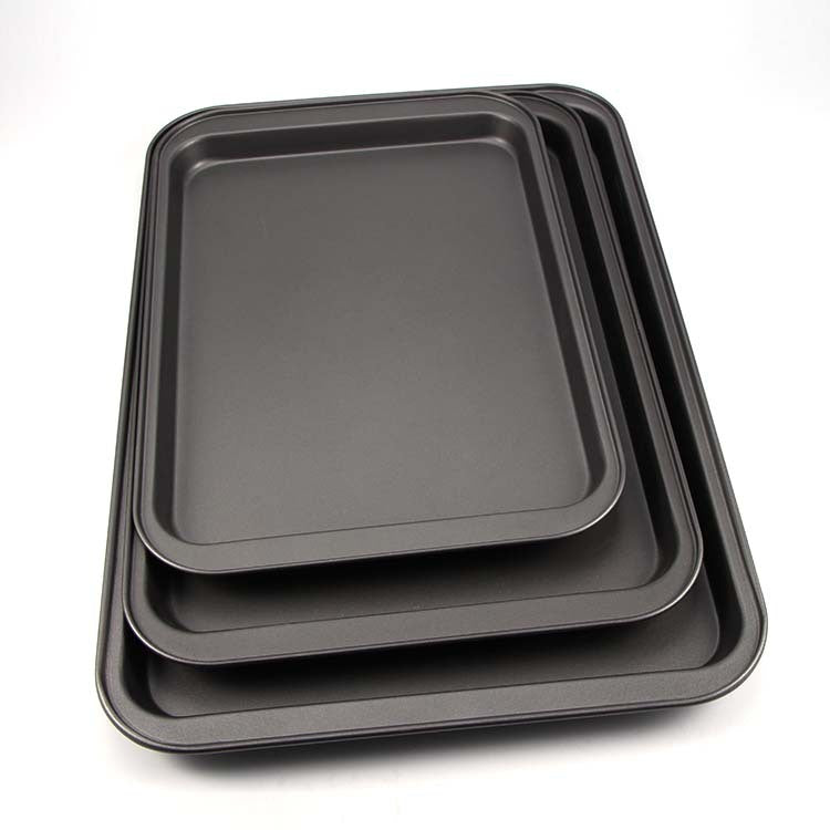 3-piece carbon steel pizza baking tray set in multiple sizes