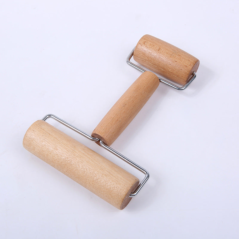 Natural wood dough roller for homemade bread preparation