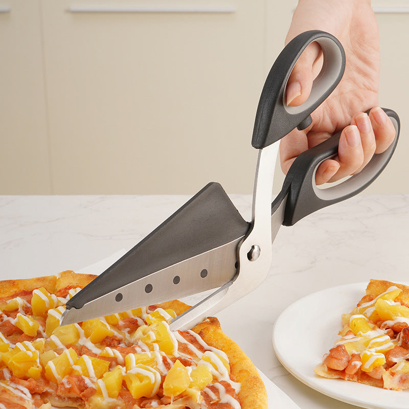 2-in-1 stainless steel pizza scissors cutter and server