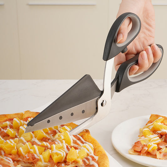 2-in-1 stainless steel pizza scissors cutter and server