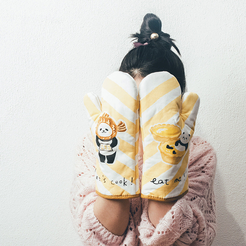 Cat Heat-Resistant Oven Gloves