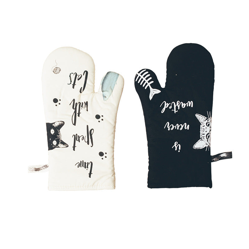 Cat Heat-Resistant Oven Gloves