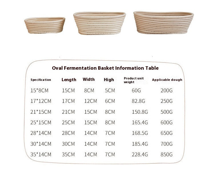 Natural rattan bread proofing basket for sourdough baking