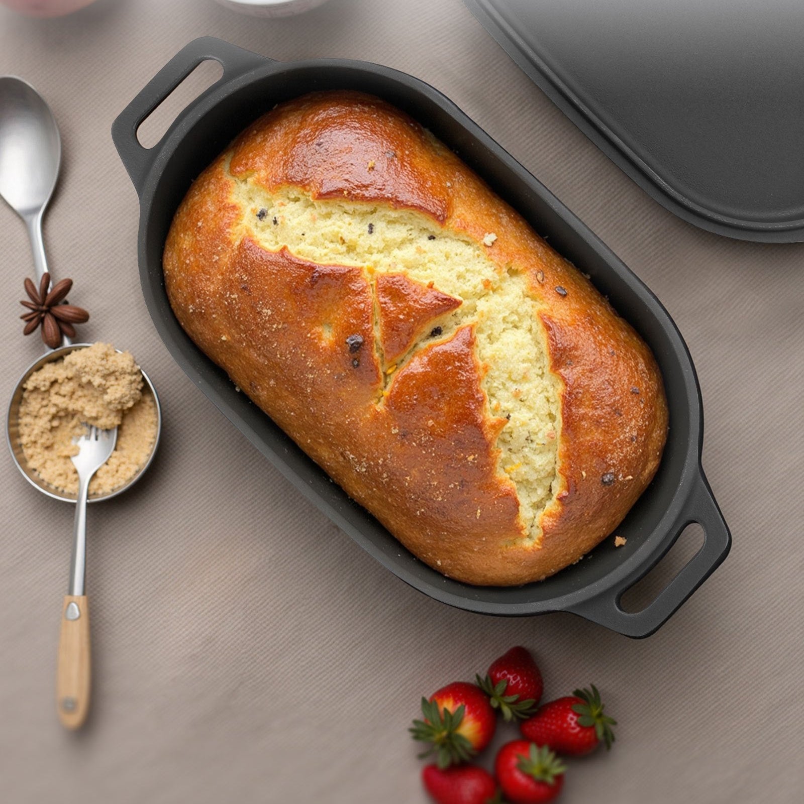 black dutch oven with lid for baking