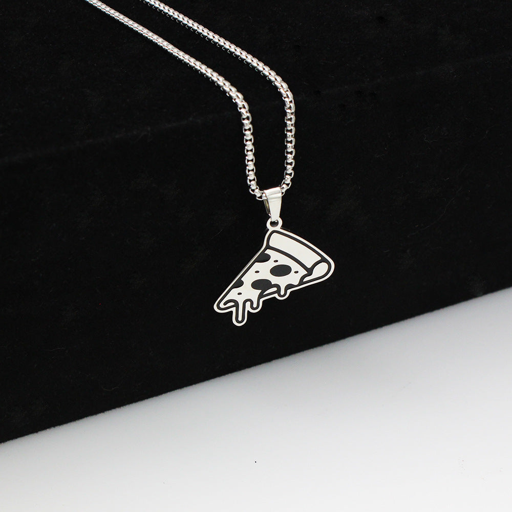 🍕 Cheese Pizza Necklace – Stainless Steel Pendant