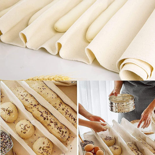 Cotton baguette proofing cloth for artisan bread fermentation