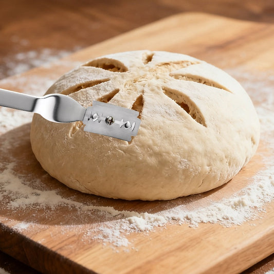 Bread scoring lame with stainless steel handle for sourdough baking