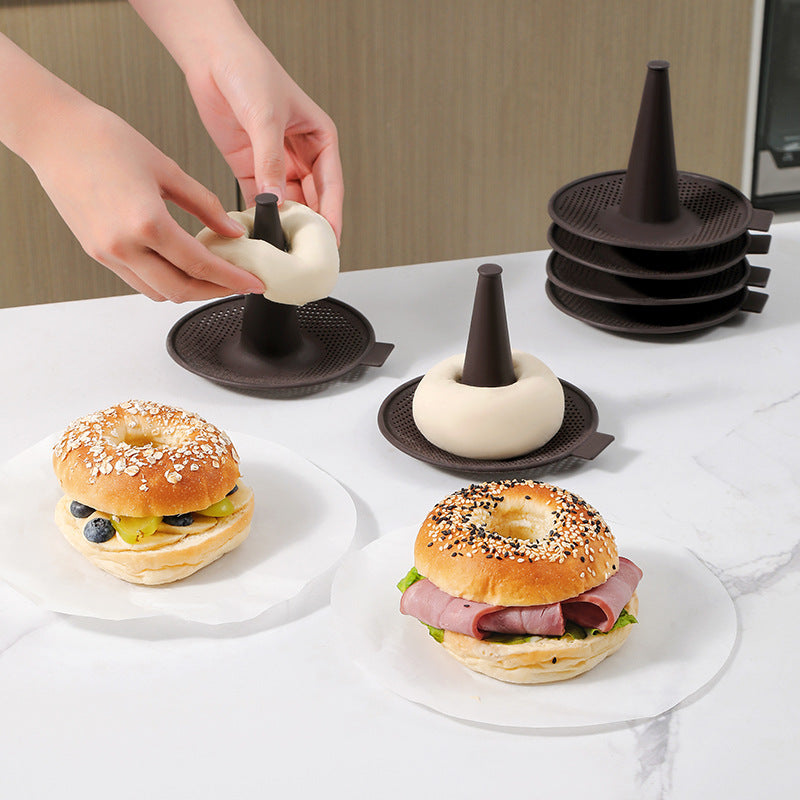 Silicone bagel and donut baking mold