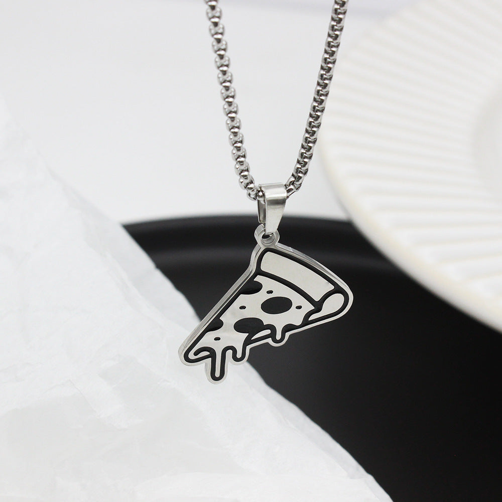 🍕 Cheese Pizza Necklace – Stainless Steel Pendant