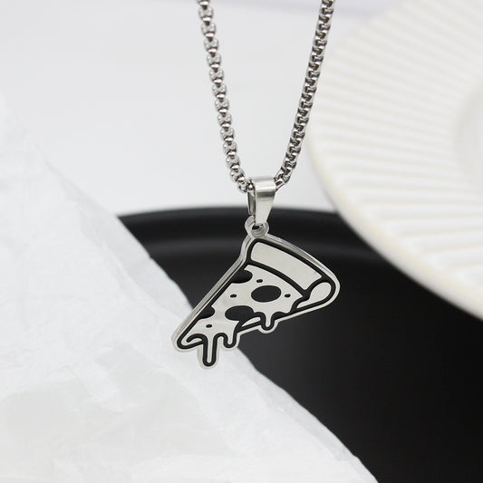🍕 Cheese Pizza Necklace – Stainless Steel Pendant