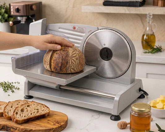 Electric sourdough bread slicer for homemade artisan bread