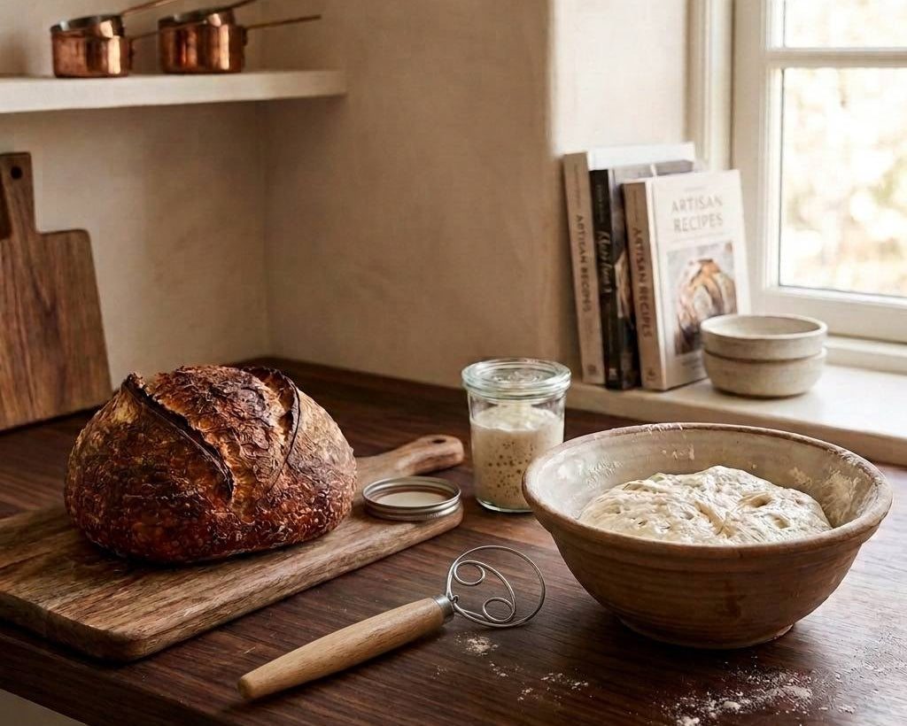 Artisan baking whisk for homemade bread dough