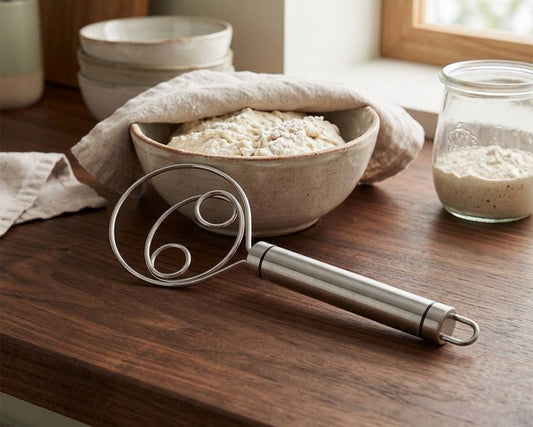 Stainless steel Danish dough whisk for sourdough bread