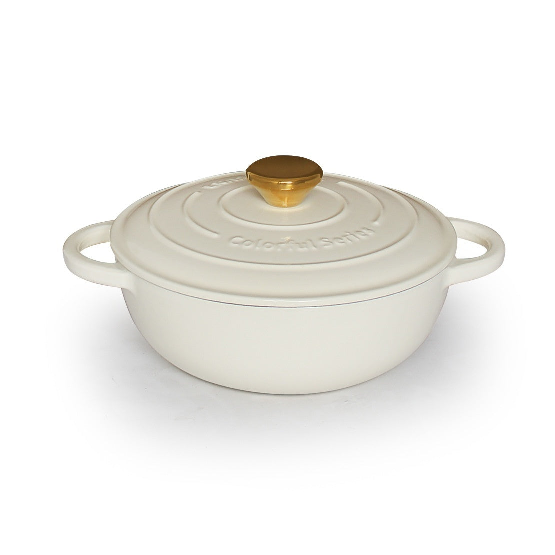 Elegant white cast iron dutch oven pot with lid