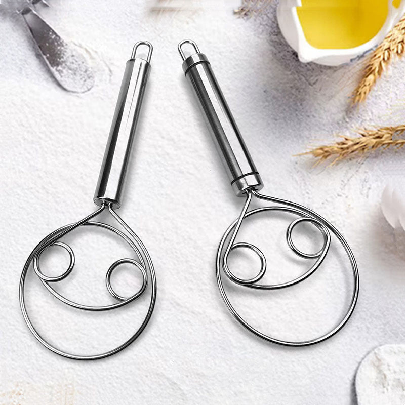 Coil dough whisk for bread dough and artisan baking