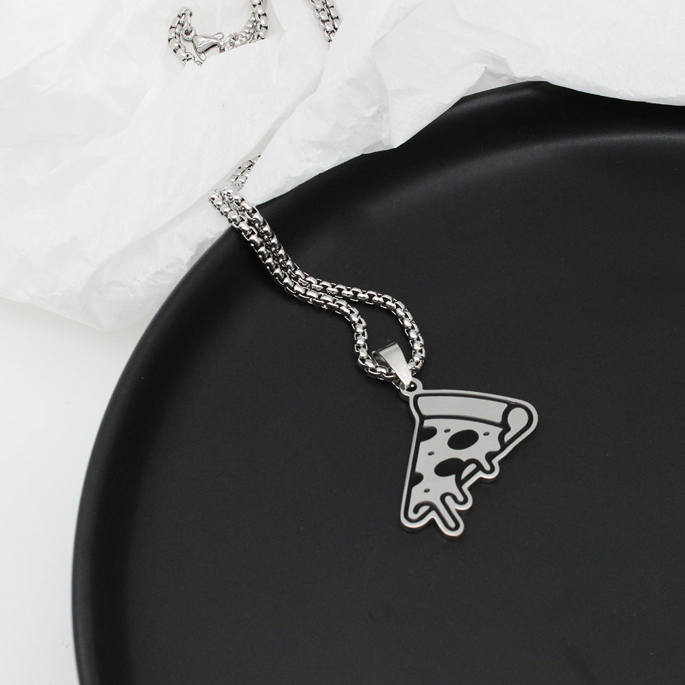 🍕 Cheese Pizza Necklace – Stainless Steel Pendant