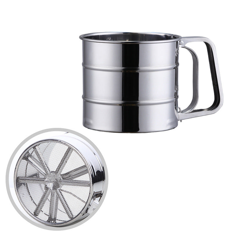 Reusable flour sieve cup for artisan bread preparation