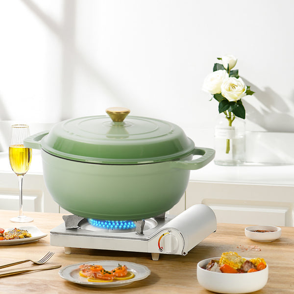 Enamel cast iron baking pot in gradient green color