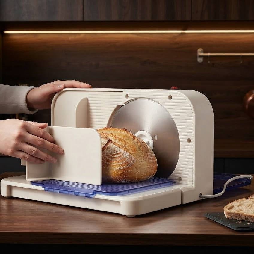 Foldable electric bread slicer for homemade bread