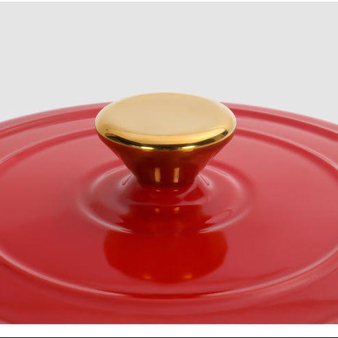Dutch oven cookware in red gradient enamel coating