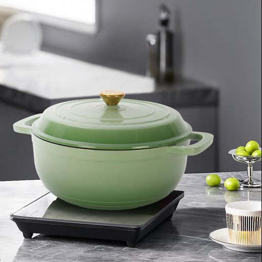 Gradient green enamel dutch oven for baking bread