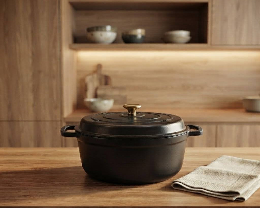 Premium 6 qt cast iron dutch oven for baking bread and cooking