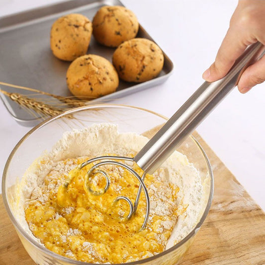 Stainless steel Danish dough whisk for sourdough baking
