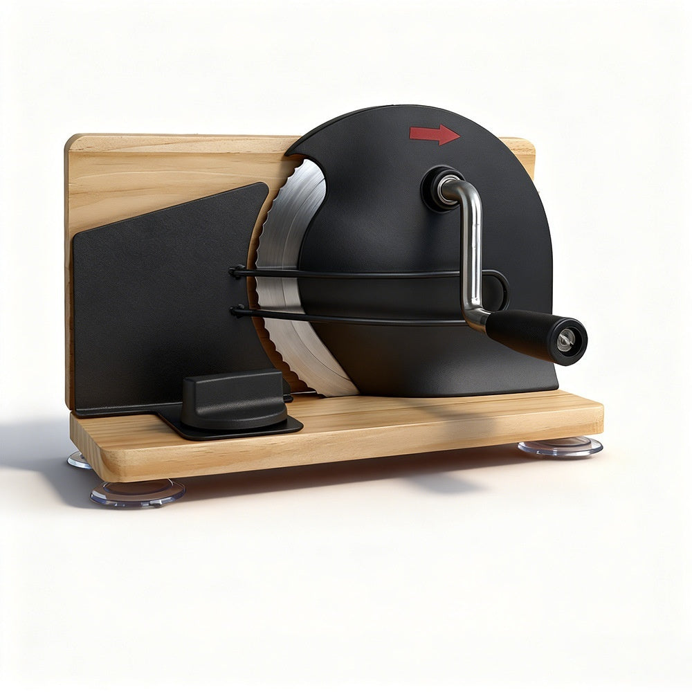 Adjustable bread slicer with 1–20 mm thickness control