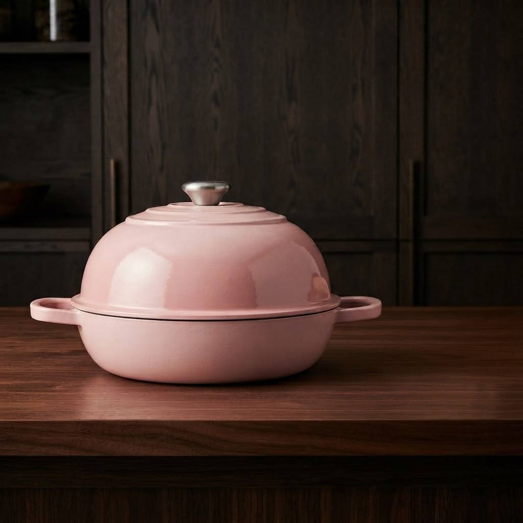Enamel baking pot with lid for oven use 