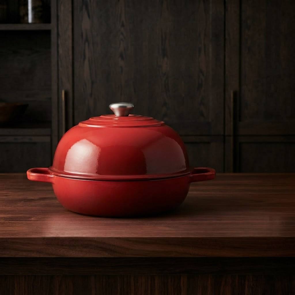 Heavy duty cast iron cooking pot for baking and roasting 