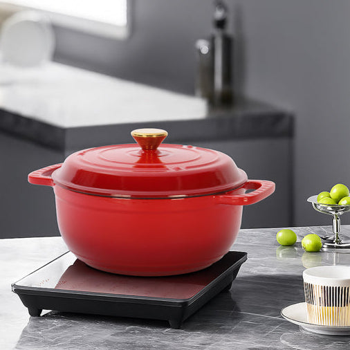 Gradient Red Cast Iron Dutch Oven – 6QT Baking & Cooking Pot