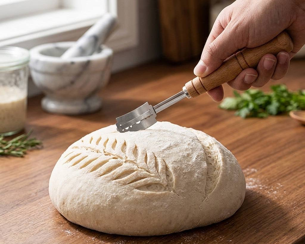 Wooden handle bread lame knife for sourdough bread scoring
