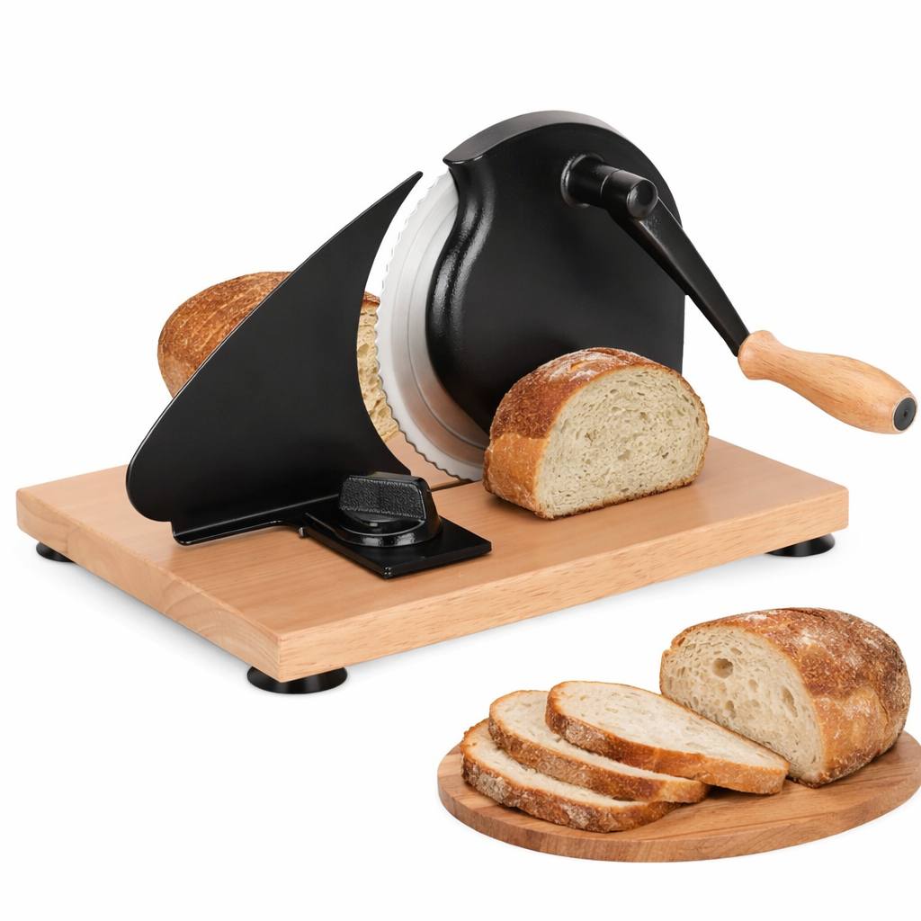 Manual bread slicer tool for sourdough and crusty loaves