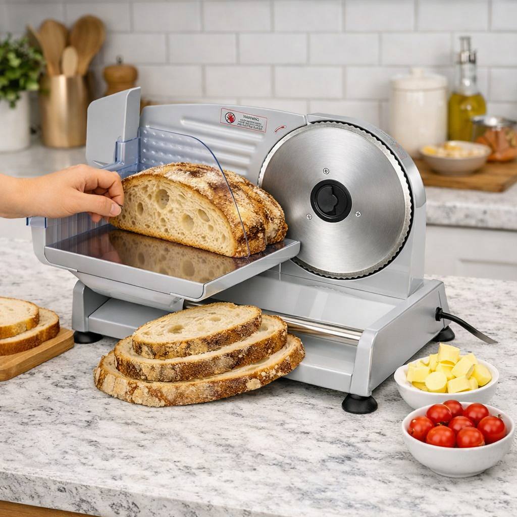 Electric sourdough bread slicer for homemade artisan bread