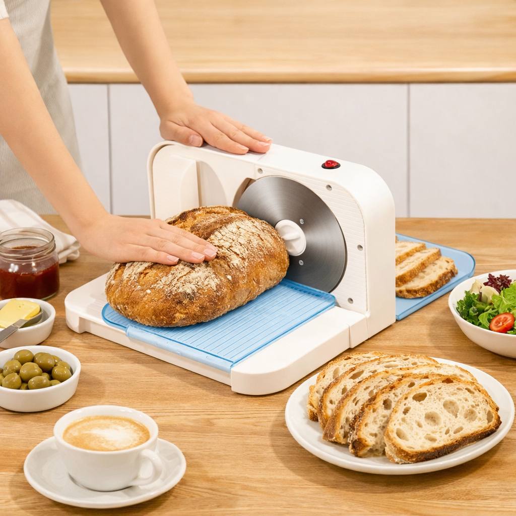 Electric bread slicer for sourdough and homemade bread