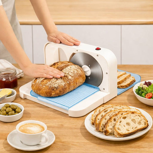 Electric bread slicer for sourdough and homemade bread