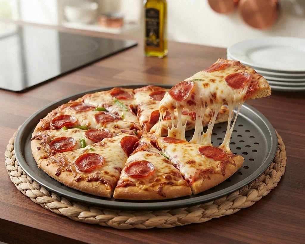 Ventilated non-stick pizza pan for crispy homemade pizza baking